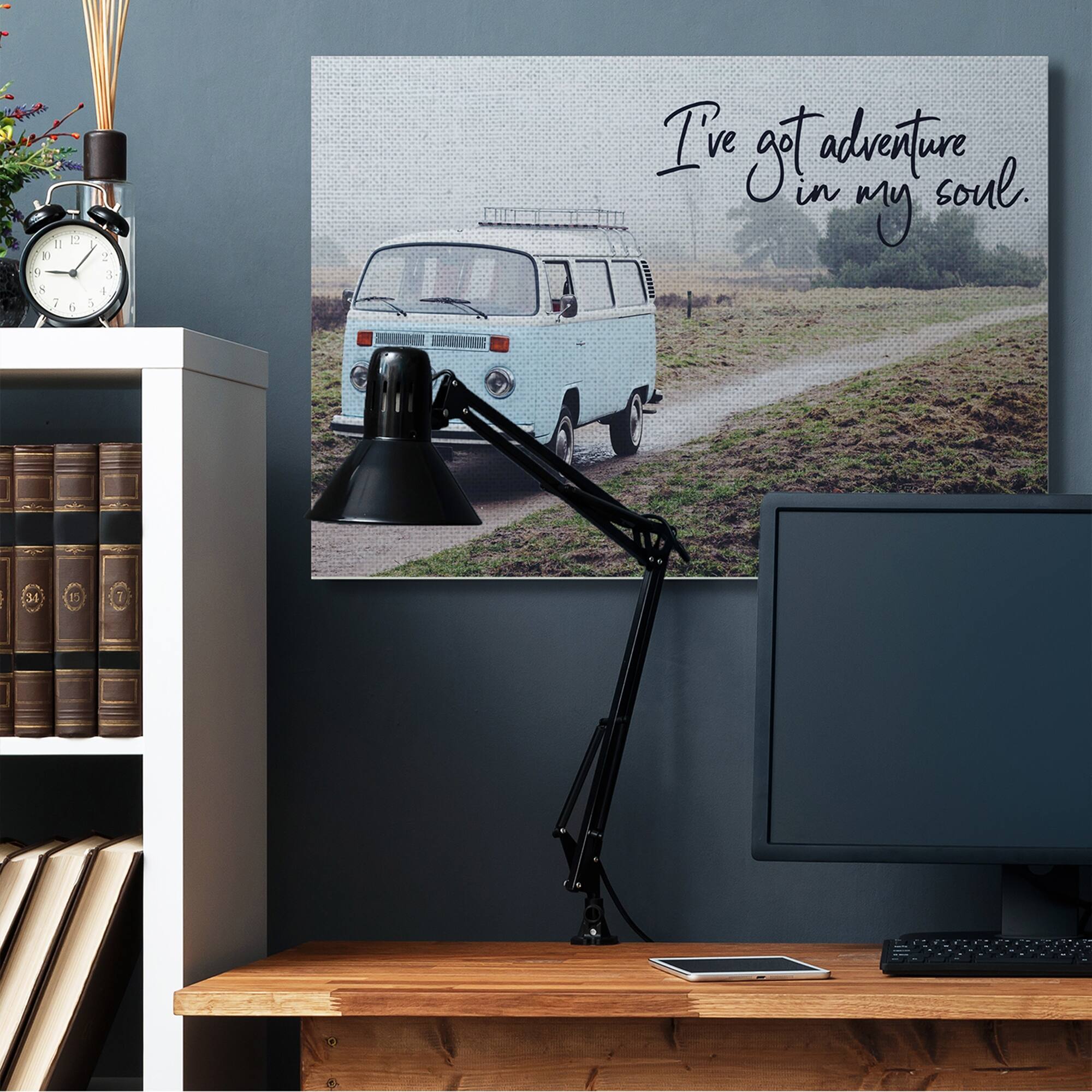 Stupell Adventure In My Soul Phrase Retro Bus Road Canvas Wall Art