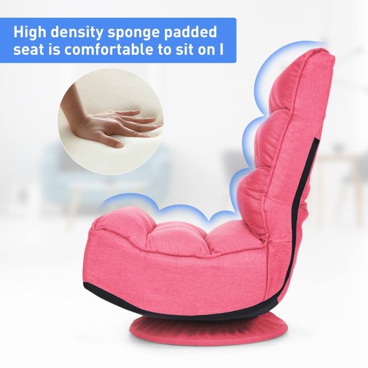 360-Degree Swivel Floor Chair with Foldable Design and Adjustable Backrest