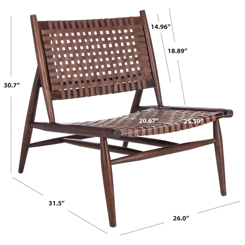 SAFAVIEH Soleil Squared Leather Woven Accent Chair - 26" W x 31.5" L x 30.7" H