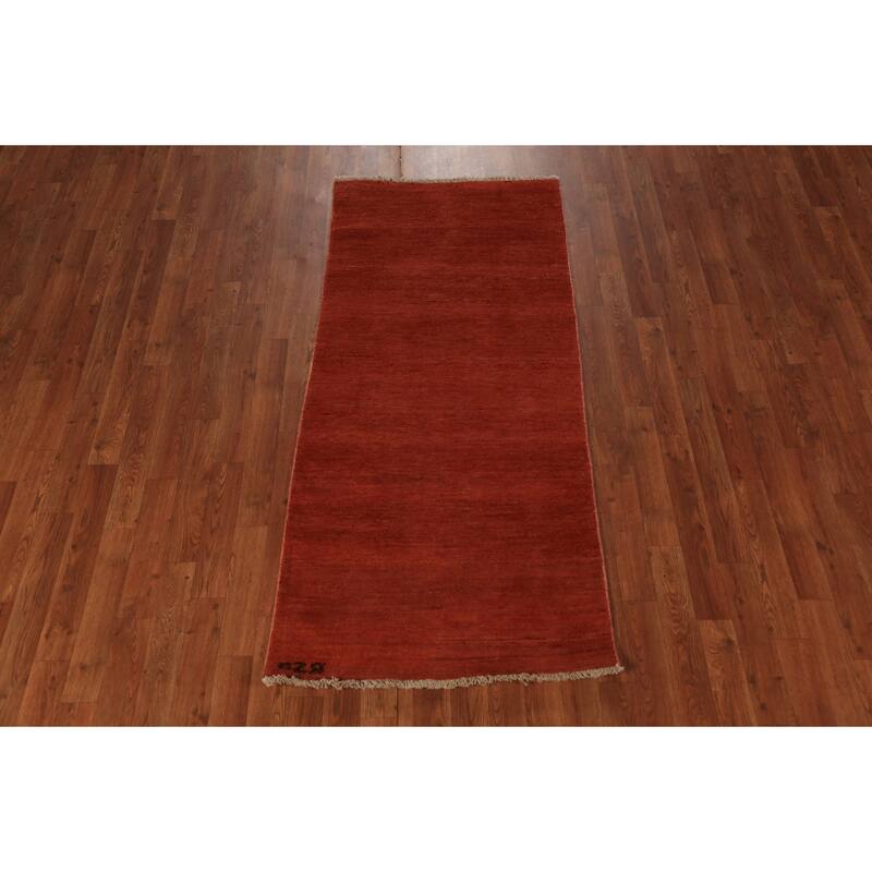 Modern Gabbeh Oriental Rug Hand-Knotted Foyer Wool Carpet - 2'7" x 5'11"