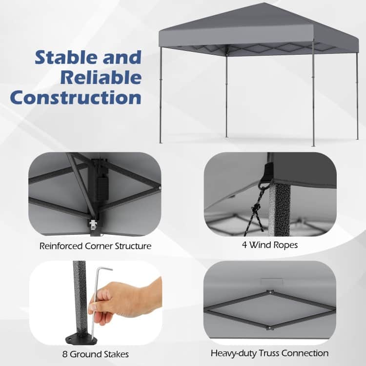Oxford Fabric Metal Pop Up Canopy Tent with Bag and Adjustable Height
