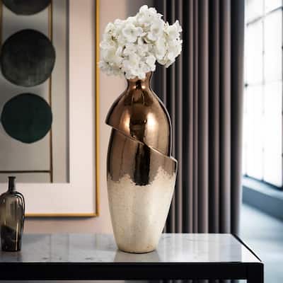 Sagebrook Home Artisan Crafted Ceramic Vases, Deluxe Set to Elevate Your Living Space - Perfect for Home & Office Decor