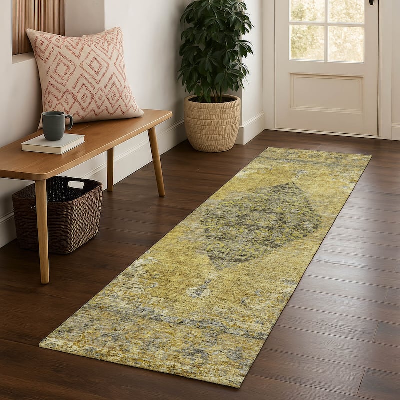 Premium Washable Super Soft Vintage Traditional Mayfield Rug - Wheat - 2'3" x 7'6"