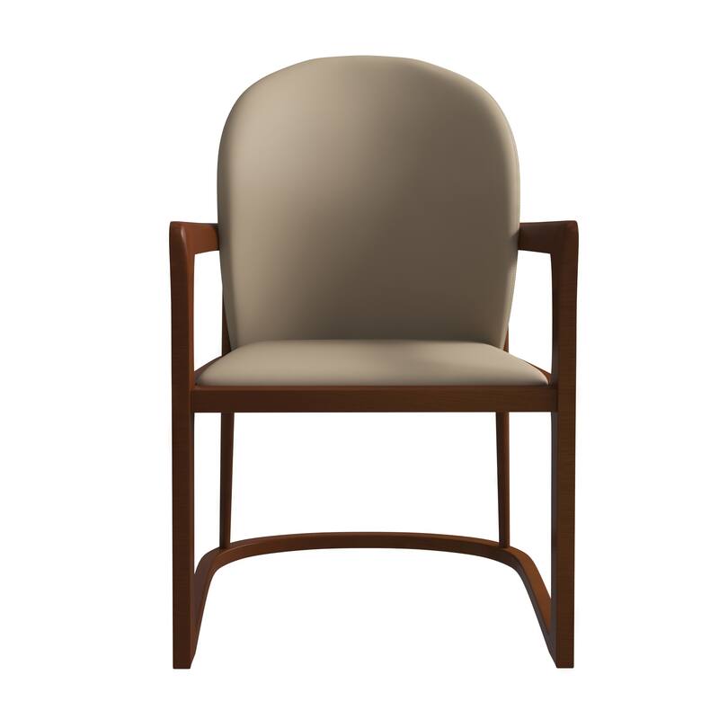 LeisureMod Svelta Modern Leather Dining Chair - Mid century Accent Arm Chair for Home Office Kitchen Dining Room
