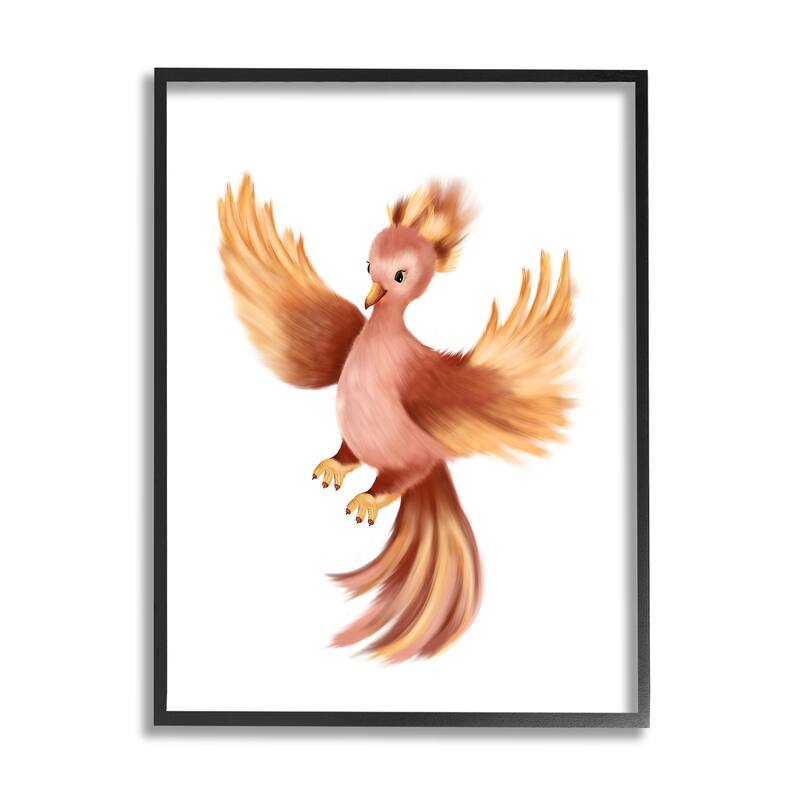 Stupell Flying Phoenix Bird Mythology Fantasy Creature Illustration Framed Wall Art, Design by Studio Q - Brown