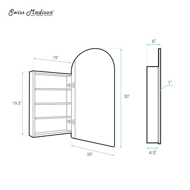 Porte 20 X 30 Arched Recessed/Wall Mount Medicine Cabinet With Mirror In Gold - 20 x 30