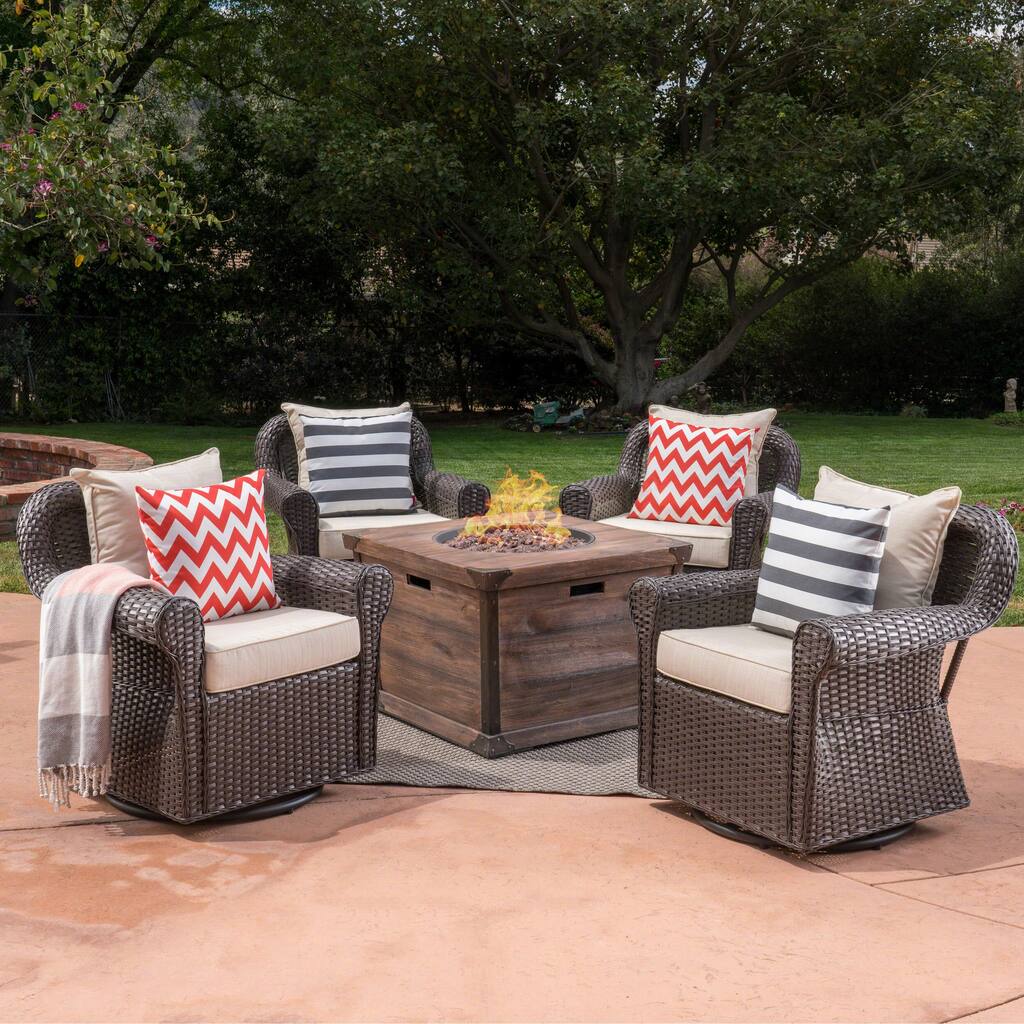 Blanca 5-piece Club Chair and Fire Pit by Christopher Knight Home