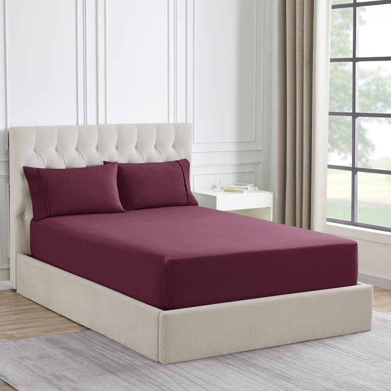 1500 Supreme Collection Microfiber Flannel Fitted Sheet - Burgundy - King