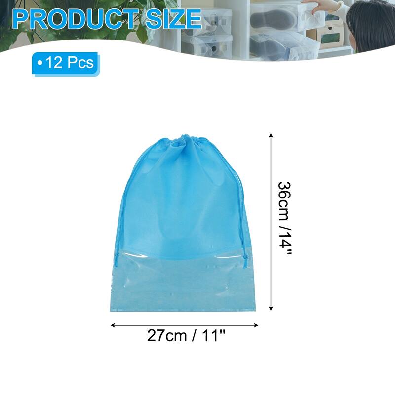 12Pcs Drawstring Shoe Bag 14x11" Travel Shoe Bags Shoe Organizer Pouch - Blue - 14x11"