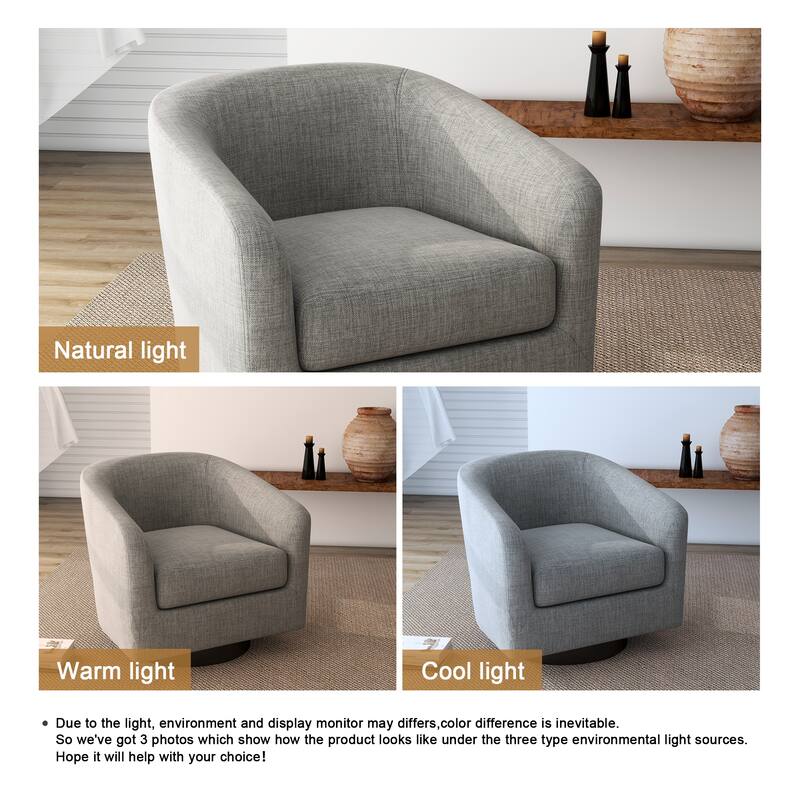 Round Barrel Armchair 360-Degree Swivel Accent Chairs