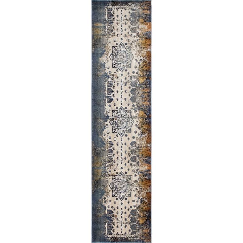 Noori Rug Latif Sandi Rug - 2'6" x 10'0" Runner - Navy/Beige