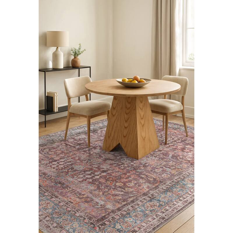 World Rug Gallery Vintage Distressed Bordered Washable Area Rug