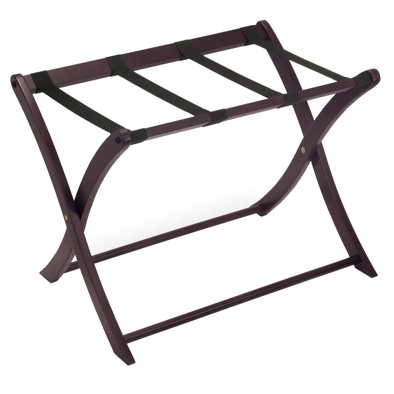 Foldable Wooden Luggage Rack Convenient Travel Companion - 26.54 x 18.66 x 20 inches - Espresso