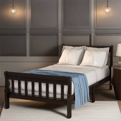 Bedroom Furniture Wood Platform Bed Twin Size Bed Frame Panel, Espresso