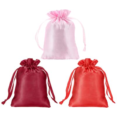 Satin Bags with Drawstring, 3Pack 3x4 Inch Wedding Favor Bags, 3 Color - 3x4 Inch