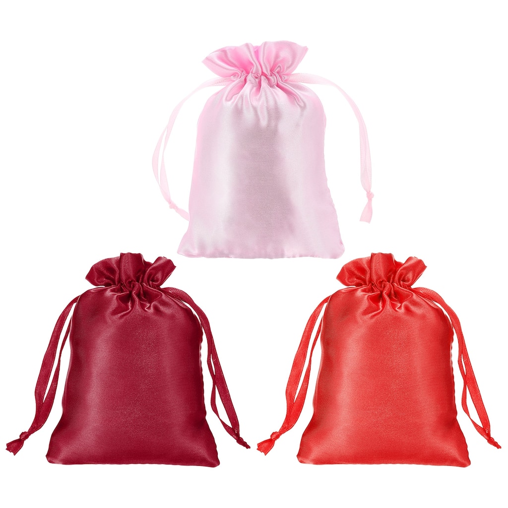Satin Bags with Drawstring, 3Pack 3x4 Inch Wedding Favor Bags, 3 Color - 3x4 Inch