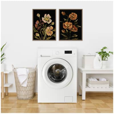Kate and Laurel Sylvie Beaded Moody Floral 5 and 6 Framed Canvas Art Set by Annie Quigley
