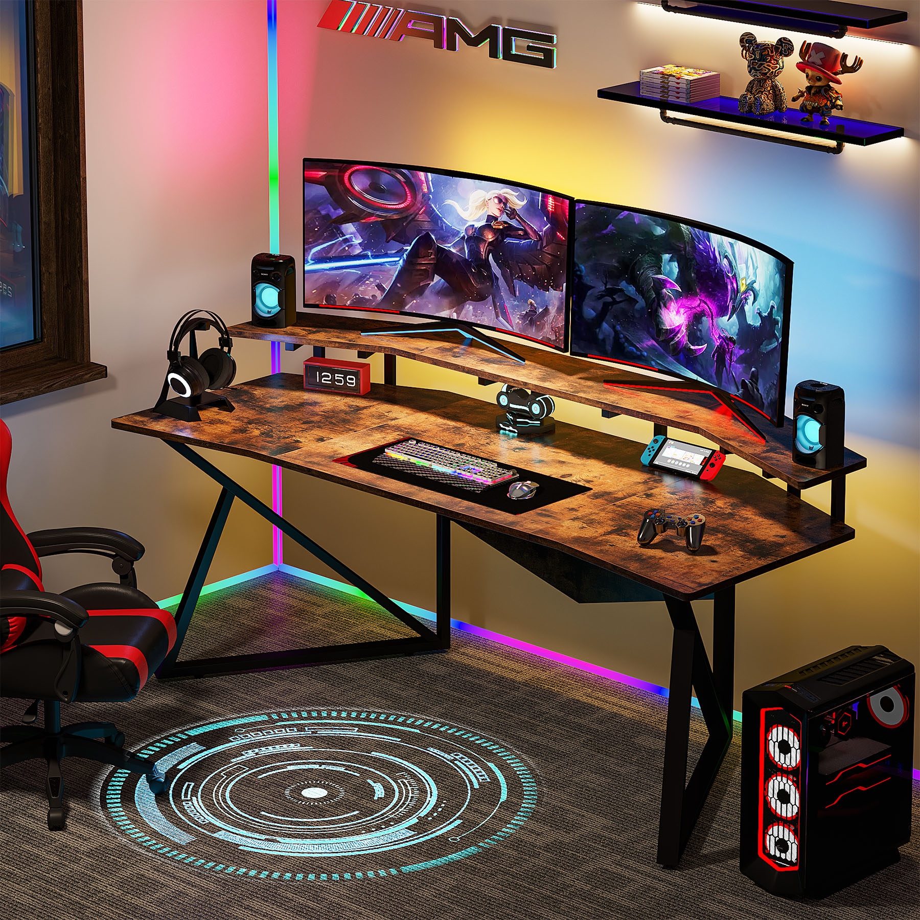 Large gaming outlet computer desk