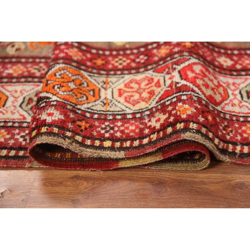 Pre-1900 Antique Vegetable Dye Kazak Runner Wool Carpet - 3'9" x 10'0"