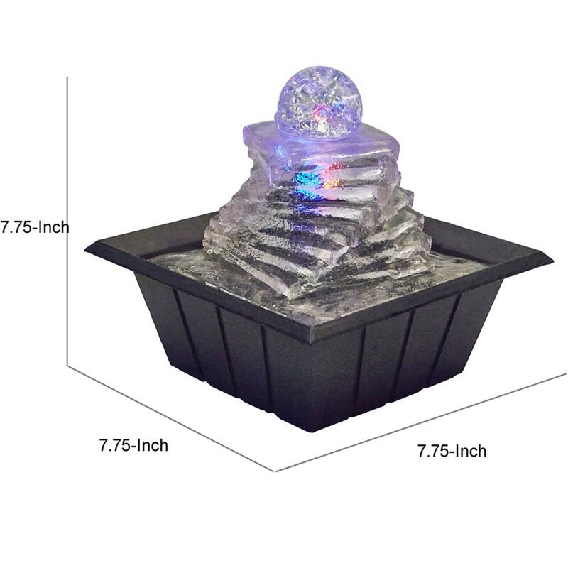 Sumi 8 Inch Spiral Ice Tabletop Water Fountain, Glass Ball Multicolor Black