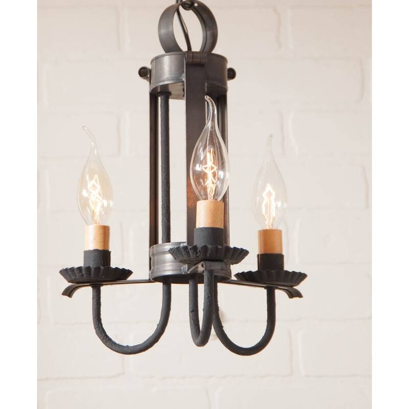 Irvins Country Tinware Small Amherst Hanging Light In Kettle Black - 13 X 9.5 X 9.5 inches