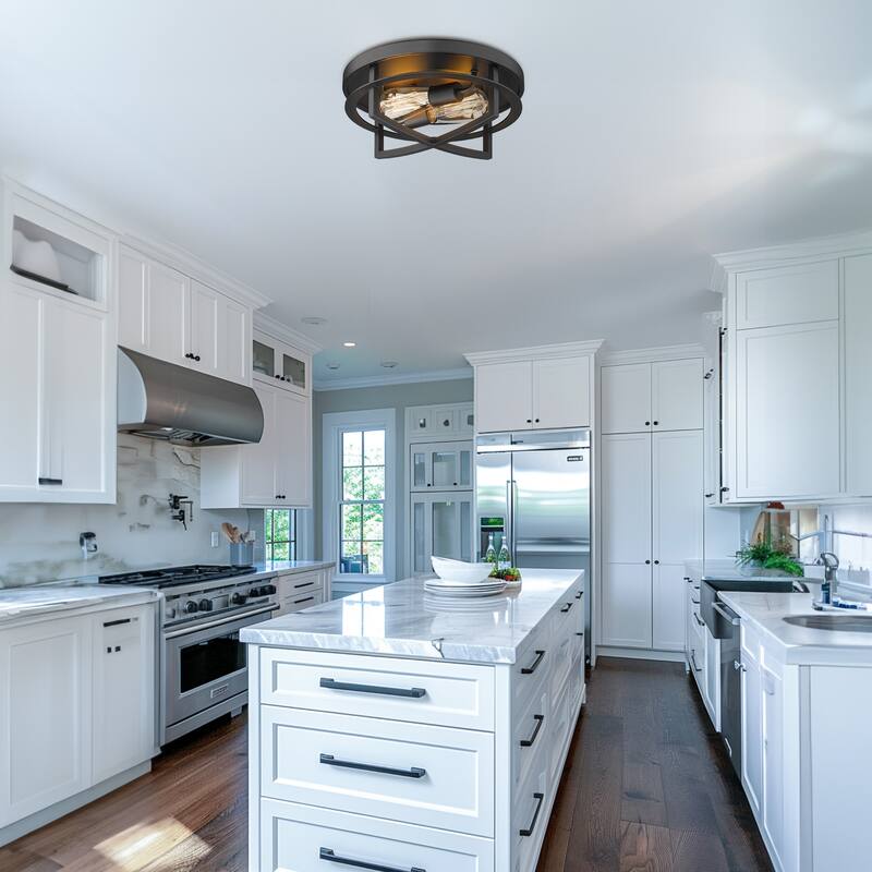 13" 2-Light Industrial Ceiling Light Flush Mount Lights