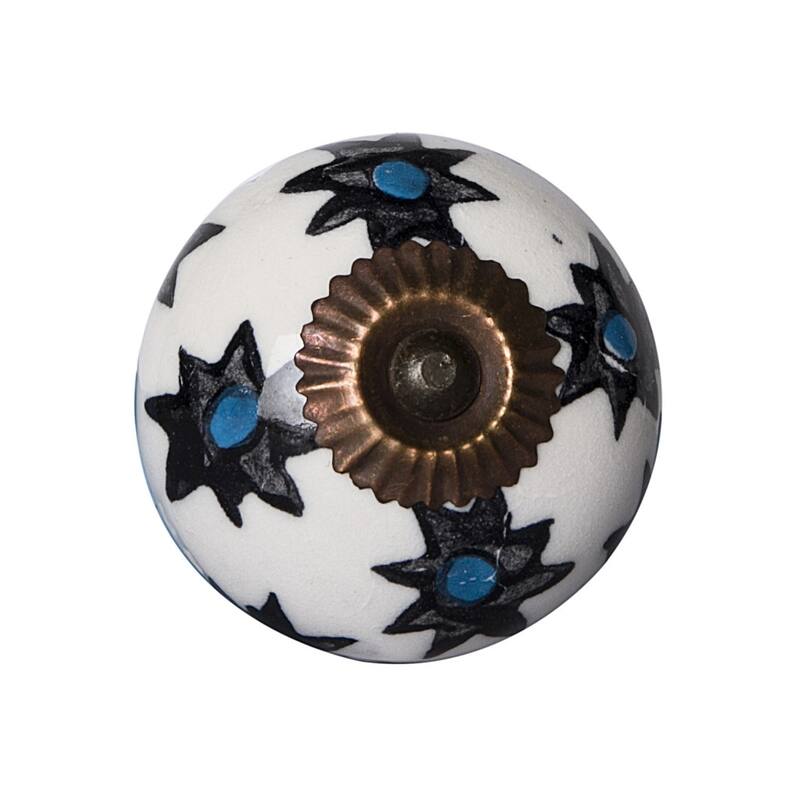 HomeRoots Set of Eight Black And White Ceramic And Metal Drawer Pull Knobs - 1.5' X '1.5' X '1.5