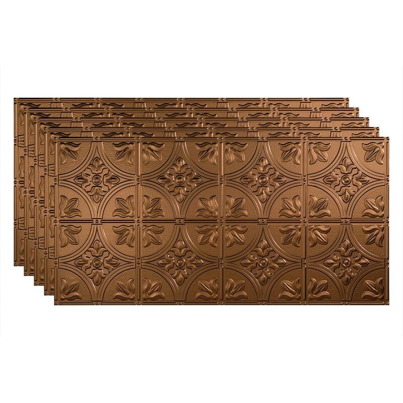 FASÄDE Traditional Style 2 Decorative Vinyl 2ft x 4ft Glue Up Ceiling Panel in Oil Rubbed Bronze (5 Pack) - 5 Pack - Oil Rubbed Bronze