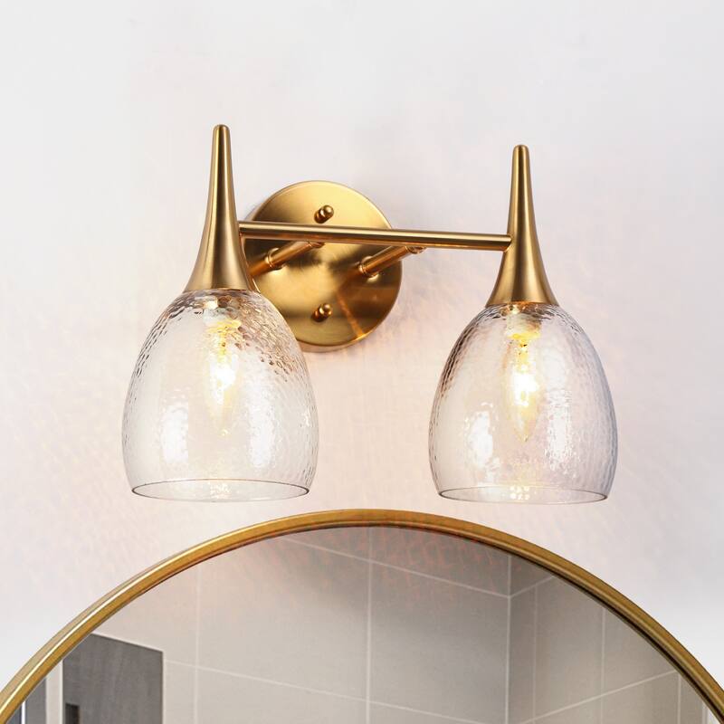 Suvy Modern Gold 3-Light Bathroom Vanity Lights Glass Wall Sconces