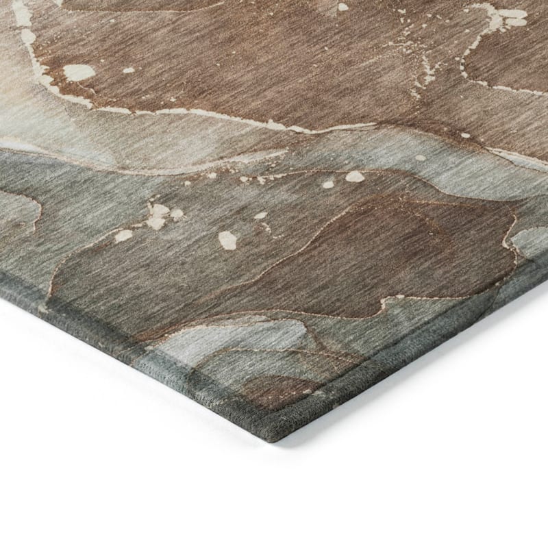 Machine Washable Indoor/ Outdoor Abstract Chantille Rug