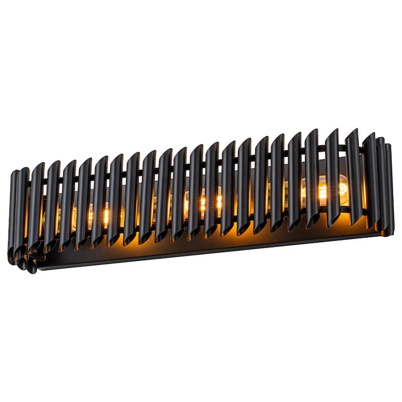 Black Angled Slatted Cylinder Wall Sconce Modern Industrial Light