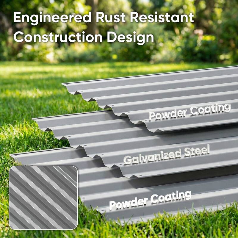 Pocassy Outdoor Planter Box Metal Patio Kit Planting Bed for Vegetables.