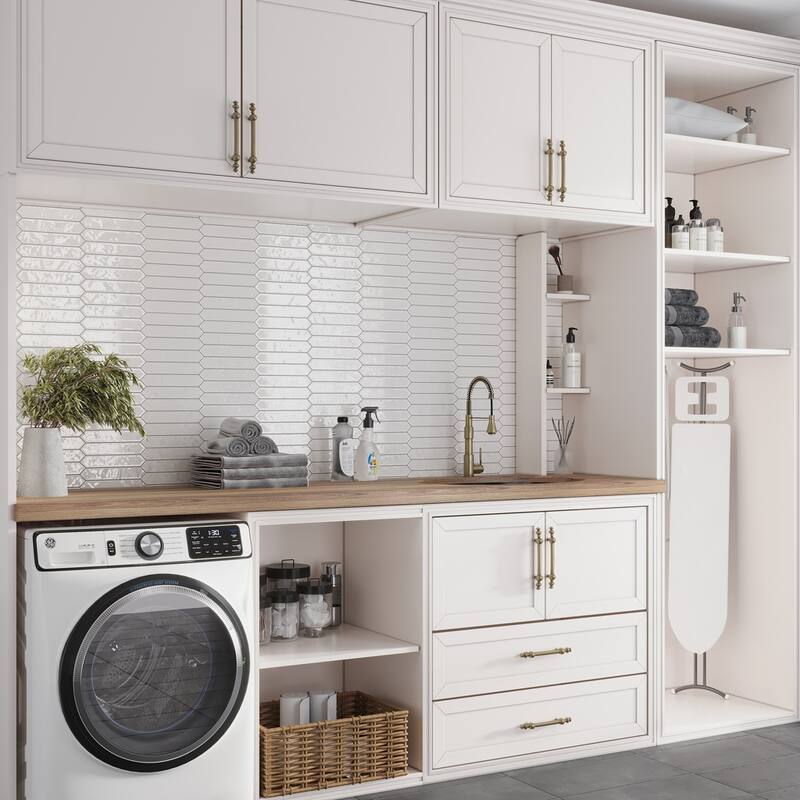 Apollo tile 2" x 10" Festa Glossy Cotton White Ceramic Tile (2.37 sq ft/case) - 23 Pack