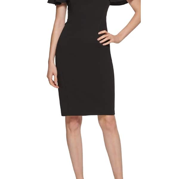 Calvin Klein Womens Capelet Sheath Dress Purple Size 6 P