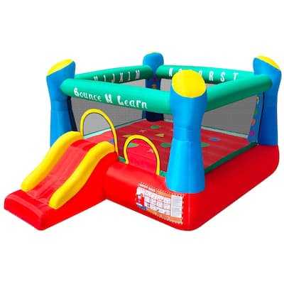 Funormous Educational Inflatable Bouncy House for Kids Outdoor Jump 'n Slide Bounce House for Kids Ages 3-8