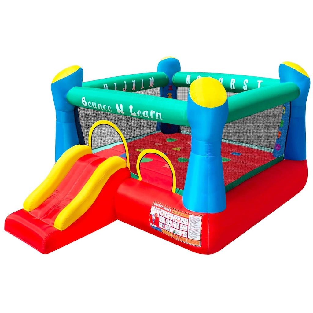 Funormous Educational Inflatable Bouncy House for Kids Outdoor Jump 'n Slide Bounce House for Kids Ages 3-8