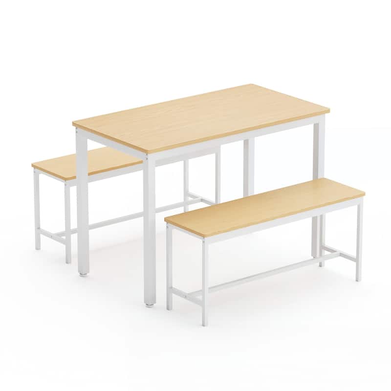 Dining Table Set, Bar Table with 2 Dining Benches