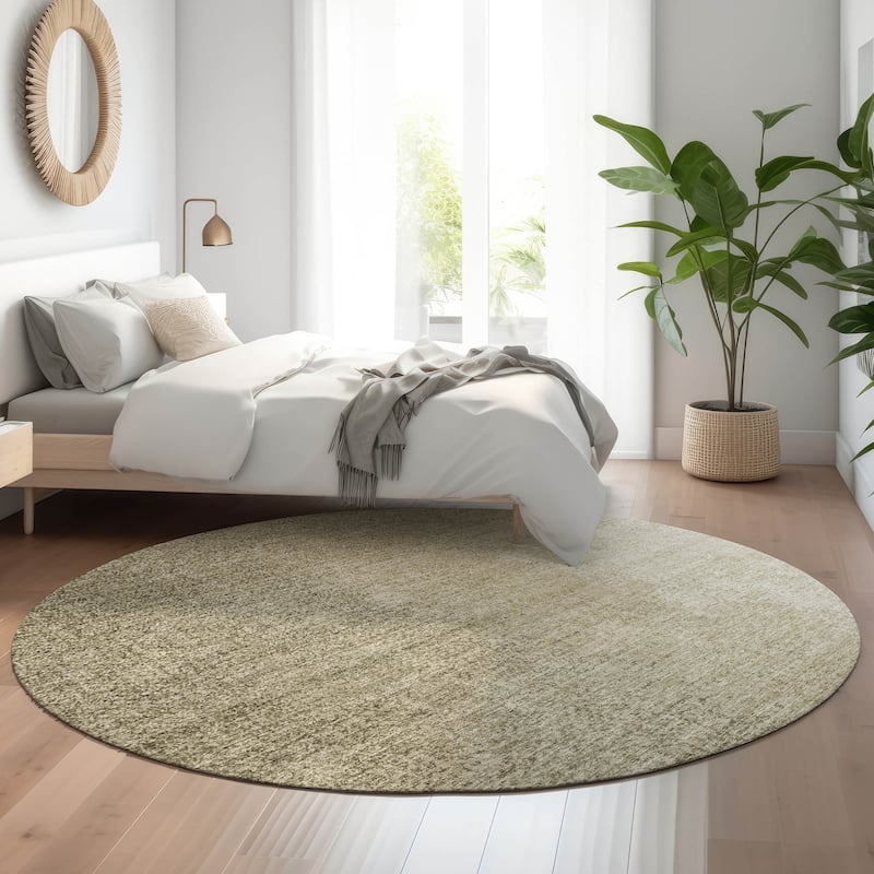 Premium Washable Super Soft Solid Ombre Juju Mayfield Rug - Brown - 8' x 8' - Round