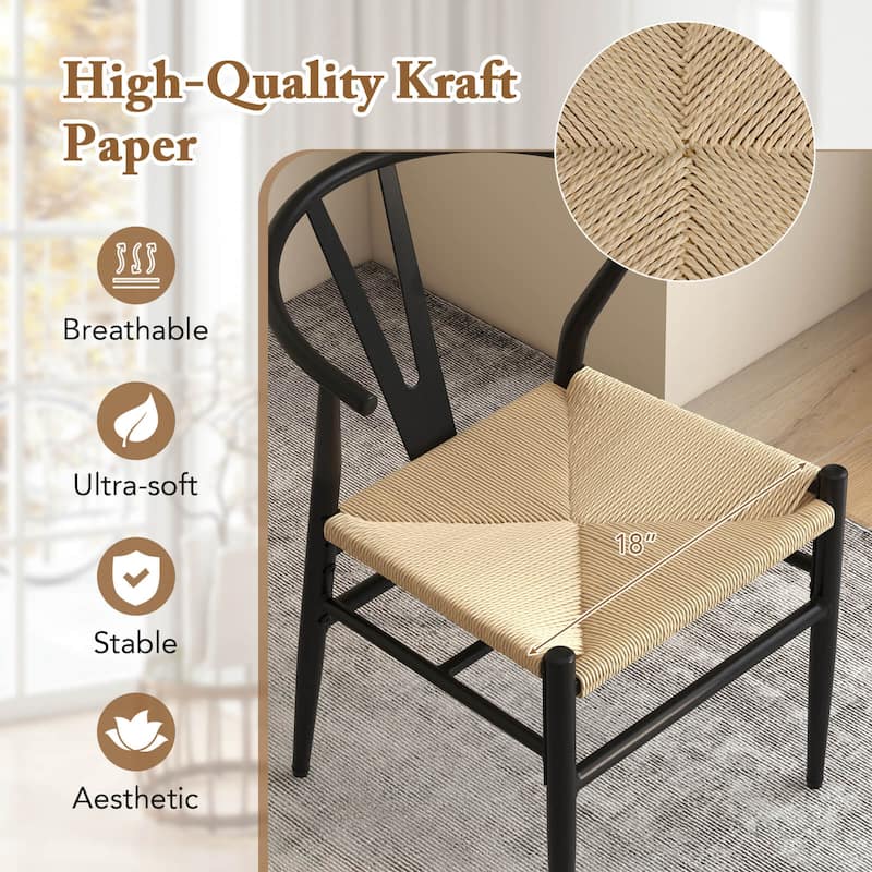 Costway Modern Dining Chair Set of 2/4 Weave Kitchen Armchairs with - See Details