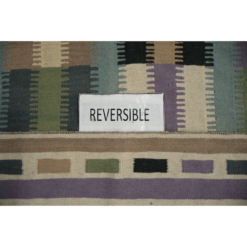 Hand Woven Oriental 100% Wool Carpet Southwestern Modern Multi-Colored Kilim Area Rug - 10' 2'' X 8' 5''