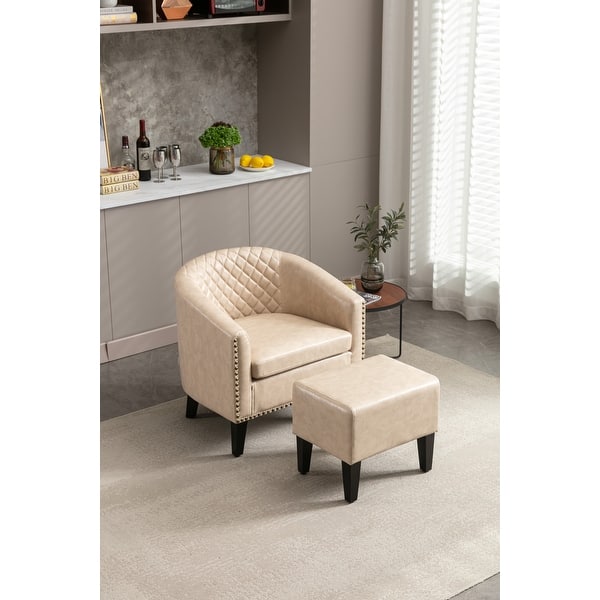 Home Decor Accent Chair with Ottoman, Luxurious Armchair with Gold