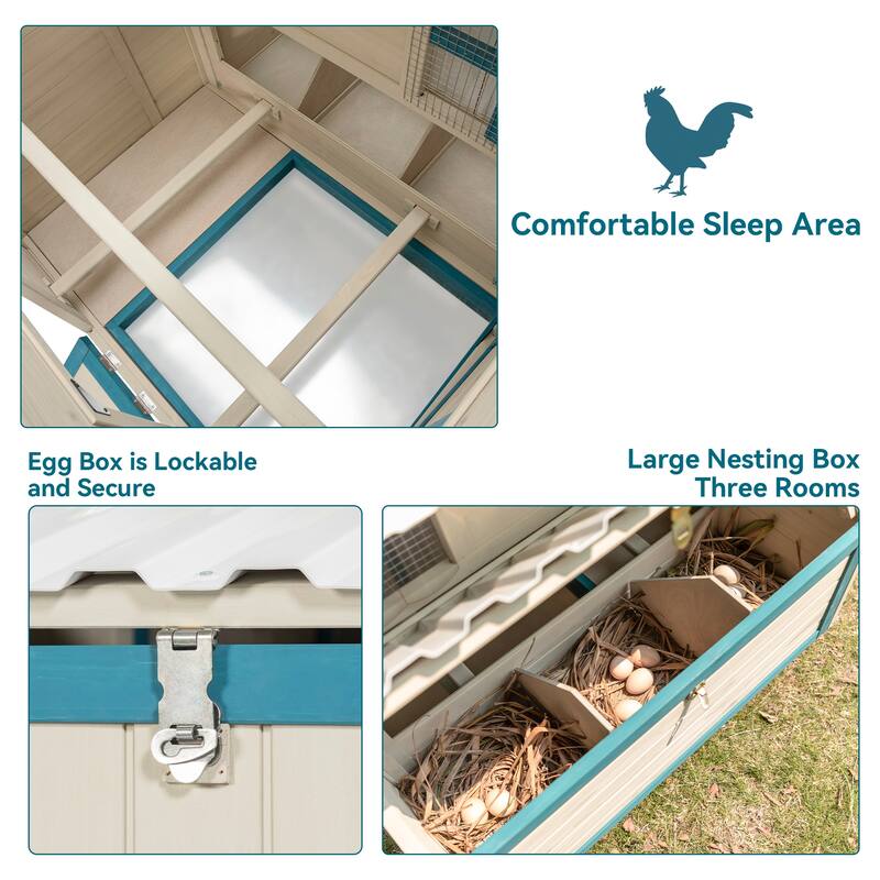 Weatherproof outdoor chicken coop with waterproof PVC roof - Outdoor Safe - White