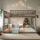 preview thumbnail 1 of 18, Elegant Full XL over Queen Bunk Bed with Ladder and Guardrails, Gray Grey