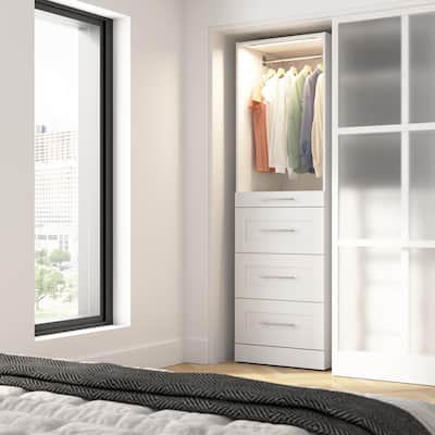 Bestar Florence 25W x 25D Closet System with 4 Drawers, Shaker