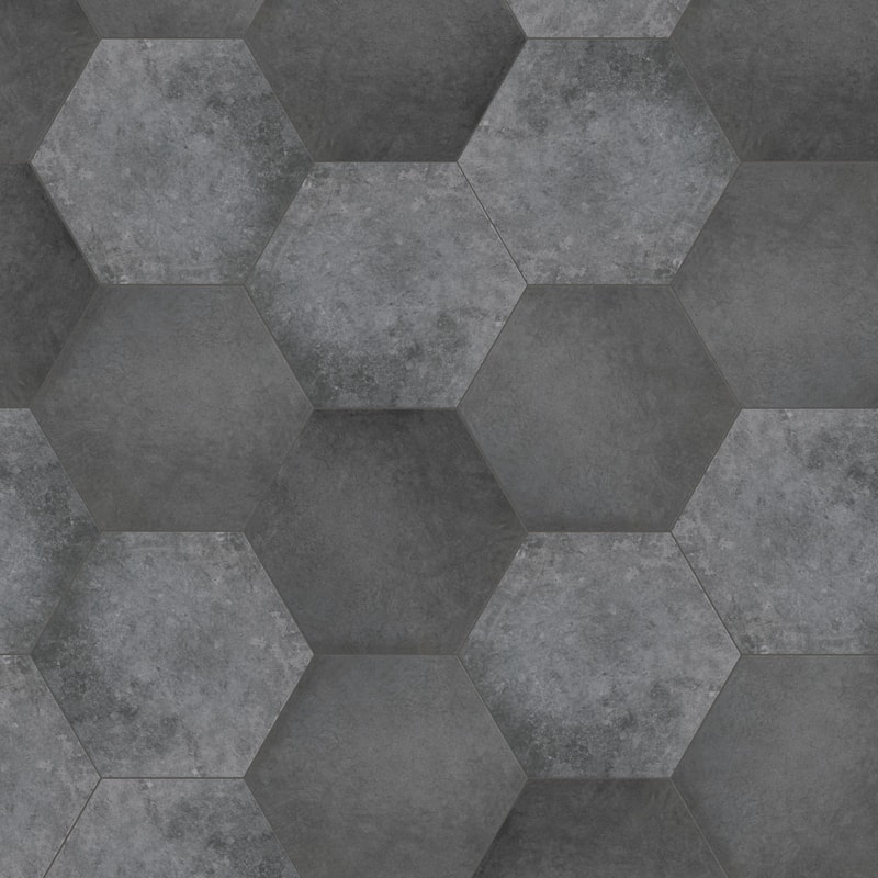 Merola Tile Heritage Hex Carbon 7" x 8" Porcelain Floor and Wall Tile