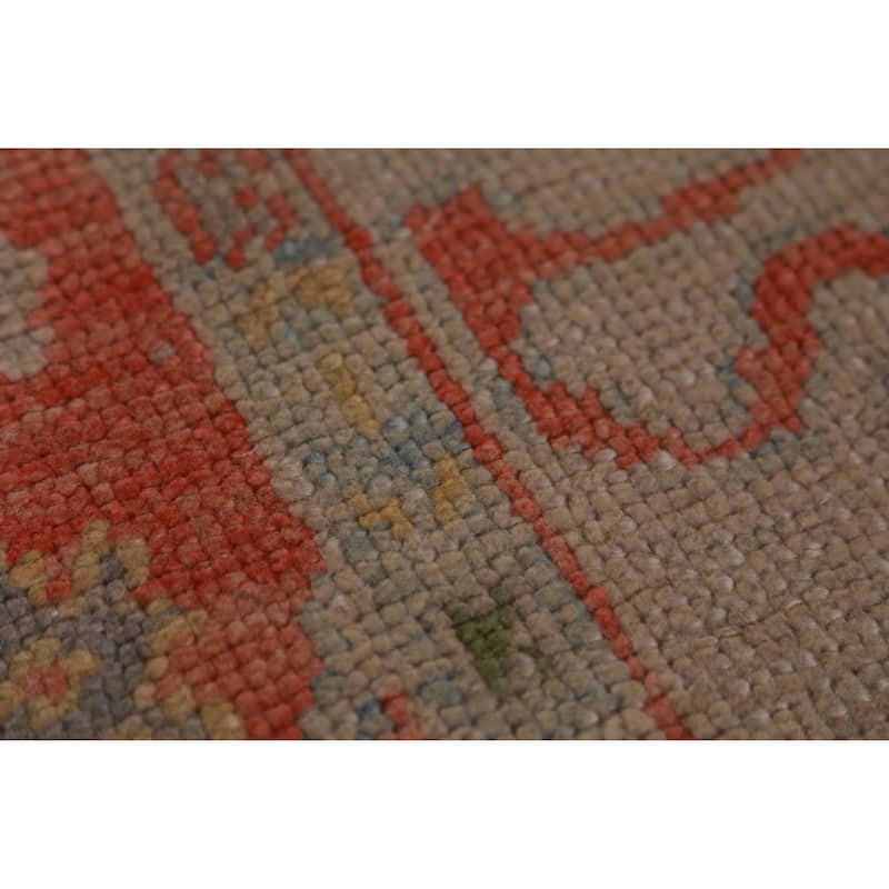 Hand Knotted Oriental 100% Wool Carpet Transitional All-Over Oranges & Rust Oushak Area Rug - 9' 11'' X 8' 1''