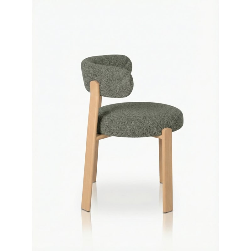 Upholstered Curved Back Wood-look Metal Frame 2pc Dining Chairs - N/A