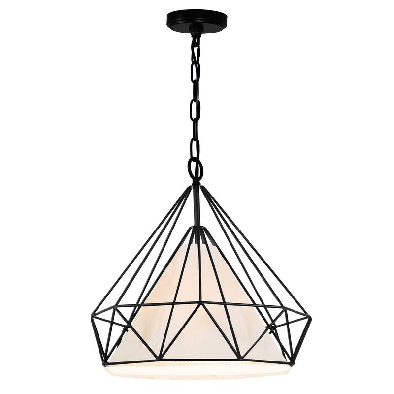 Diamond 1 Light Down Pendant With Black Finish - Black