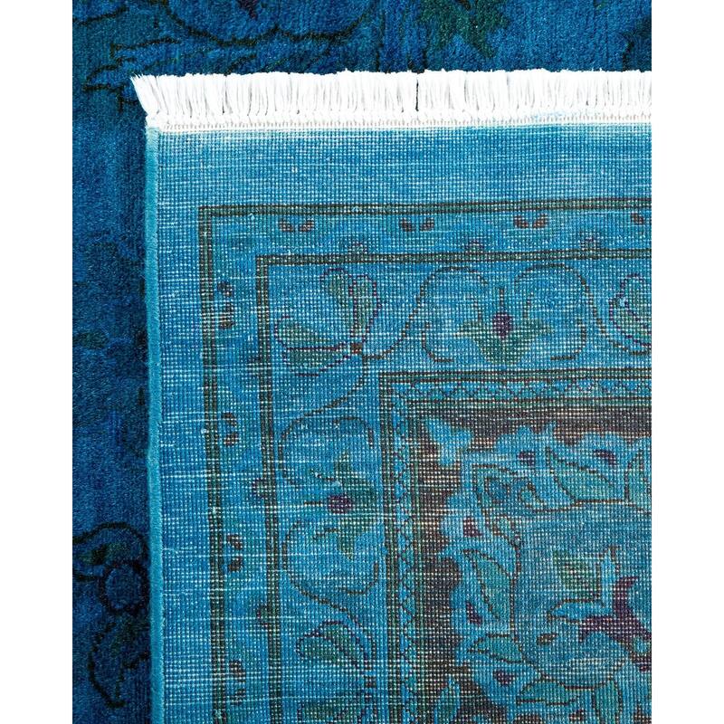 Overton Hand Knotted Wool Vintage Inspired Modern Contemporary Overdyed Blue Area Rug - 8' 4" x 10' 5"