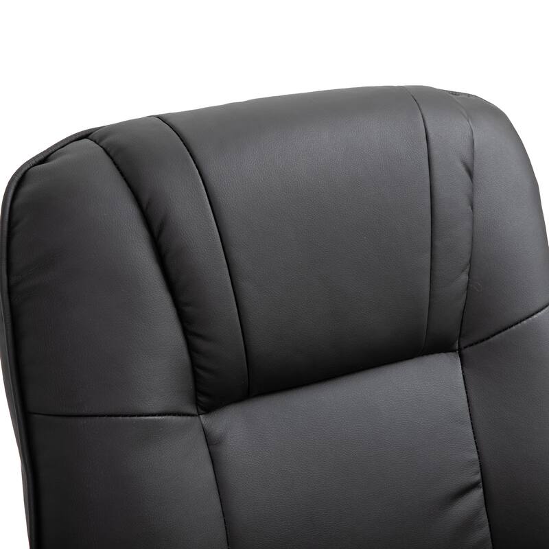 Manual Faux Leather Swivel Recliner with Extendable Footrest, Padded Armrests, and Wrapped Wooden Pedestal Base